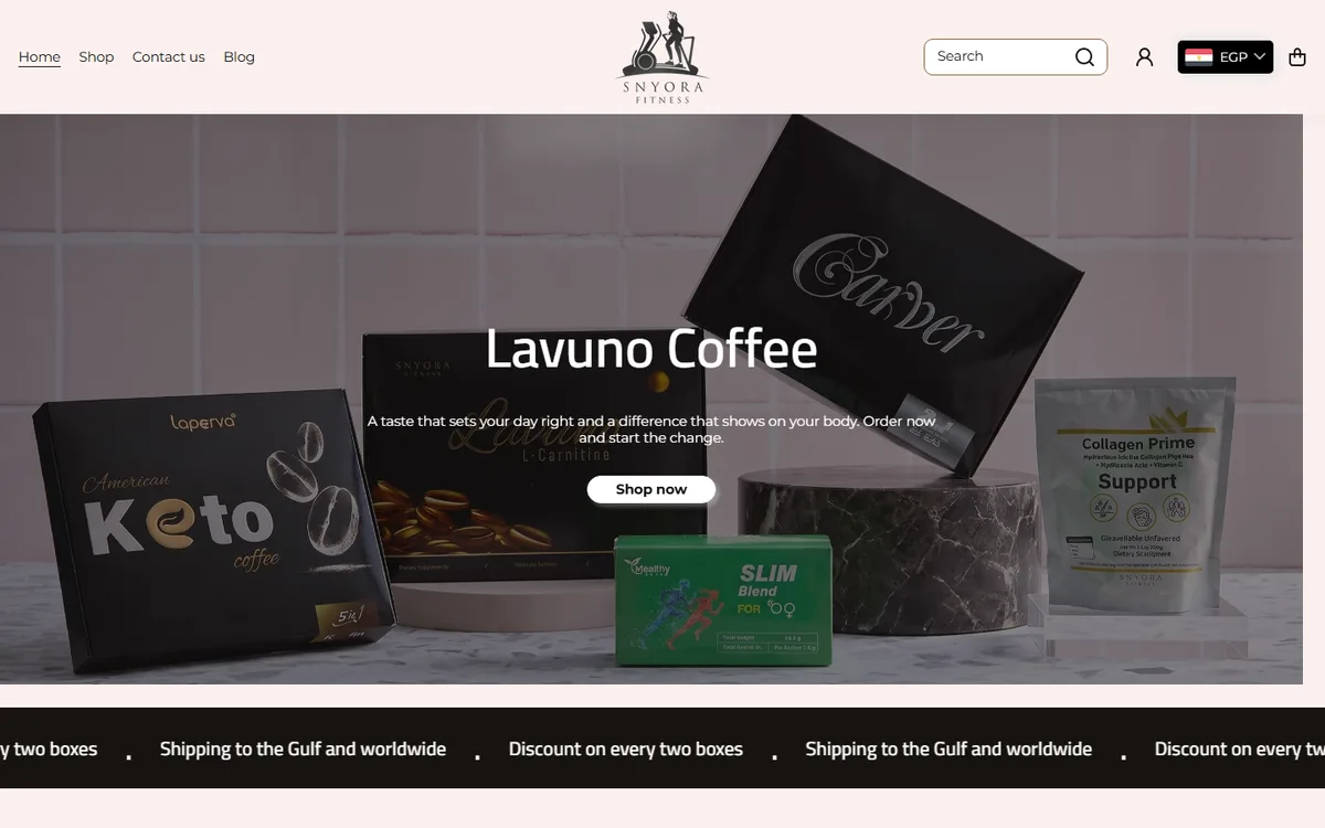 Snyora Fitness homepage